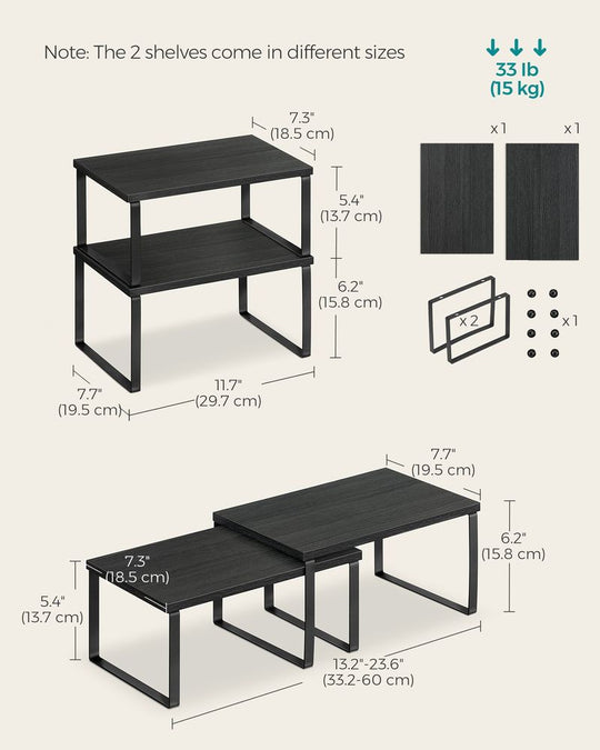 Cabinet Counter Shelves | Set of 2 Kitchen Storage Organizers