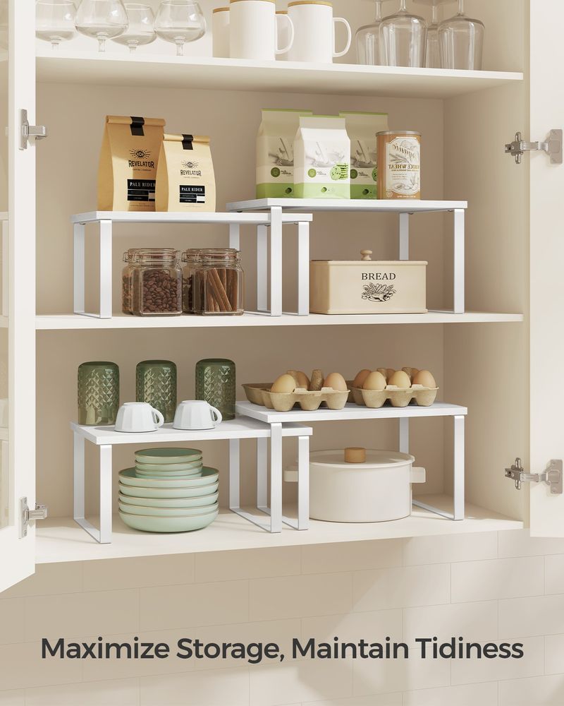 Cabinet Counter Shelves | Set of 2 Kitchen Storage Organizers