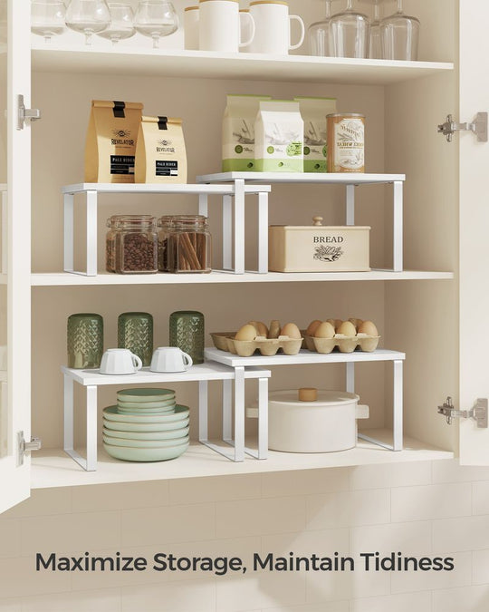Cabinet Counter Shelves | Set of 2 Kitchen Storage Organizers
