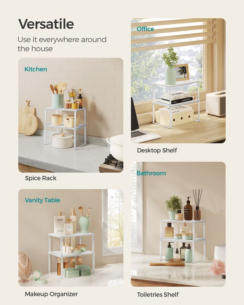 Cabinet Counter Shelves | Set of 2 Kitchen Storage Organizers