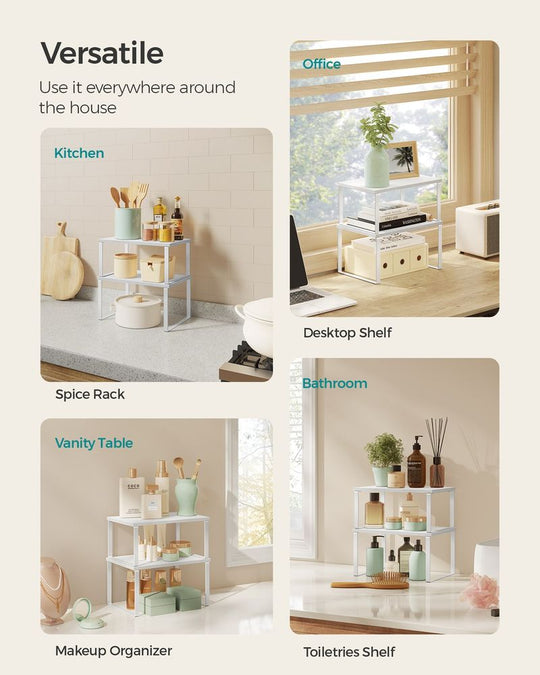 Cabinet Counter Shelves | Set of 2 Kitchen Storage Organizers