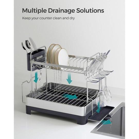 2-Tier Dish Rack | Drainboard With Rotatable Spout