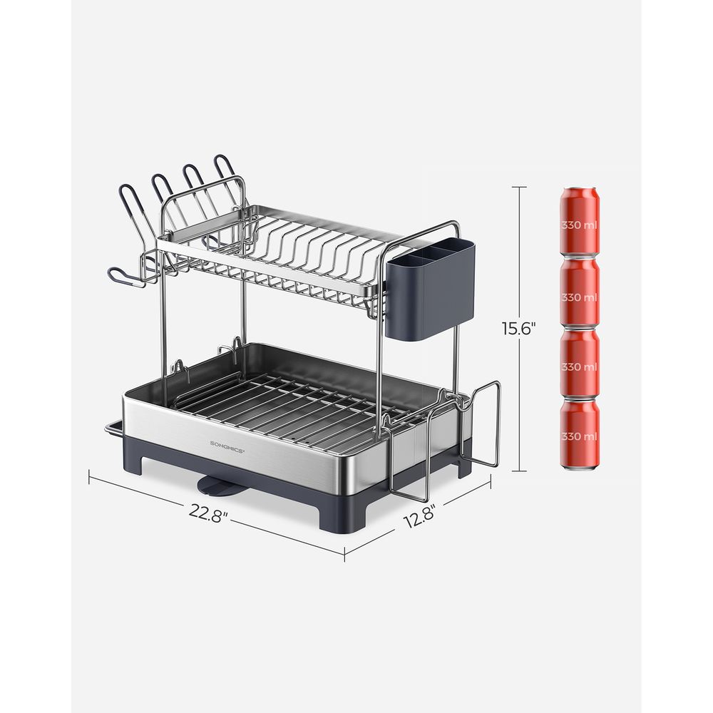 2-Tier Dish Rack | Drainboard With Rotatable Spout