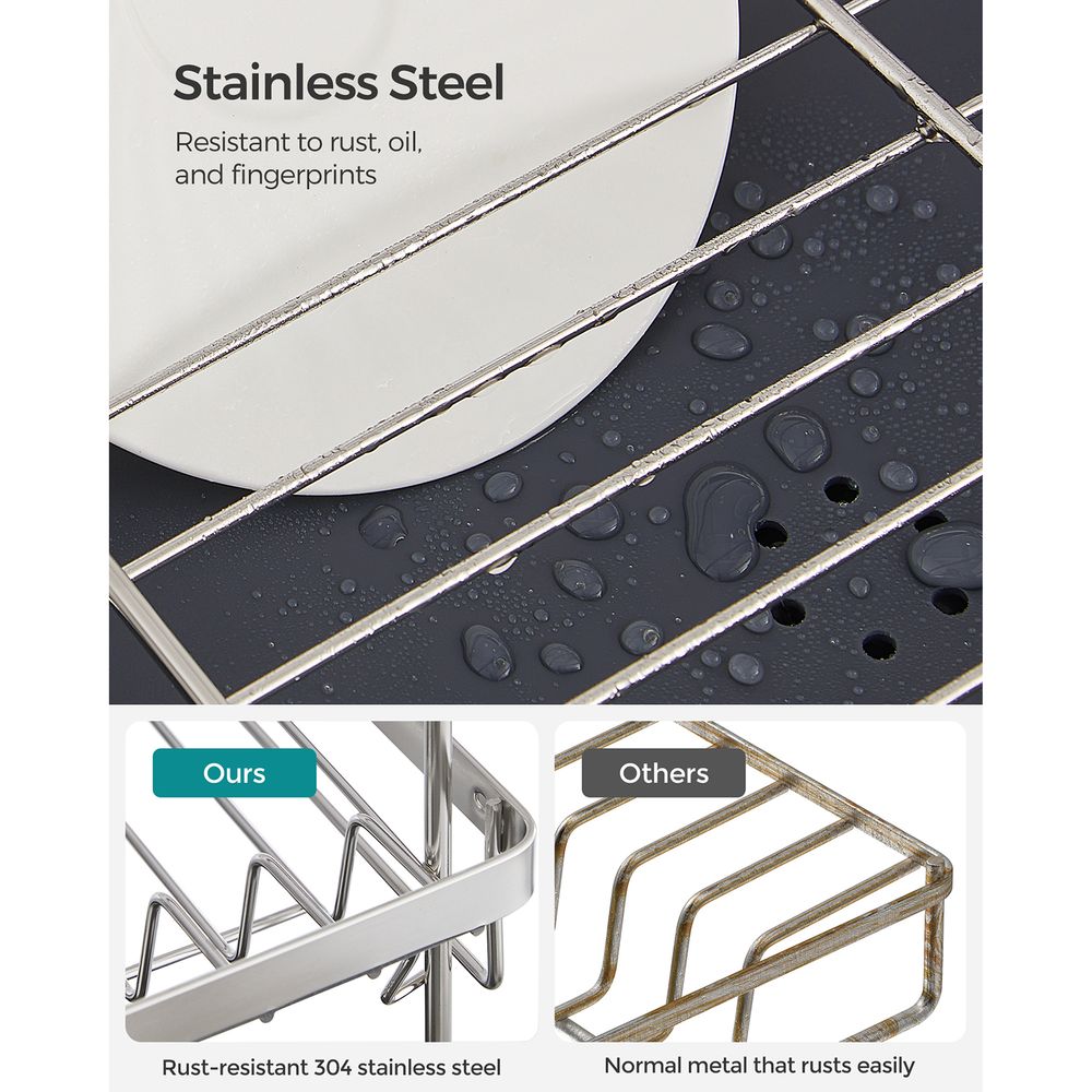 Two Tier Dish Drying Rack | Stainless Steel With Drainage Spout