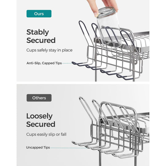 Two Tier Dish Drying Rack | Stainless Steel With Drainage Spout