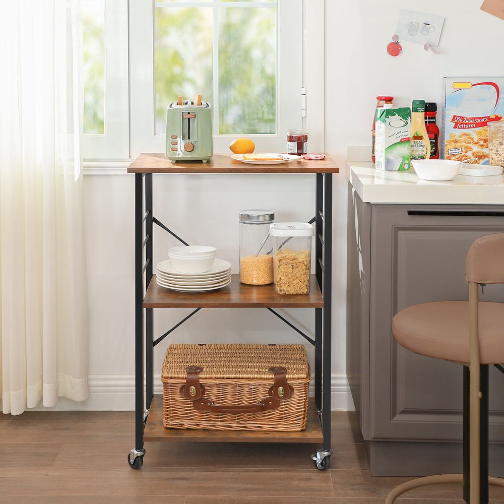 Rolling Kitchen Utility Cart | 3-Tier Storage on Wheels