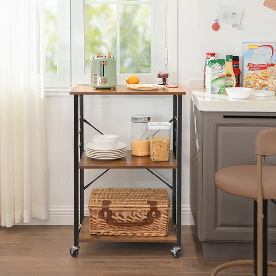 Rolling Kitchen Utility Cart | 3-Tier Storage on Wheels
