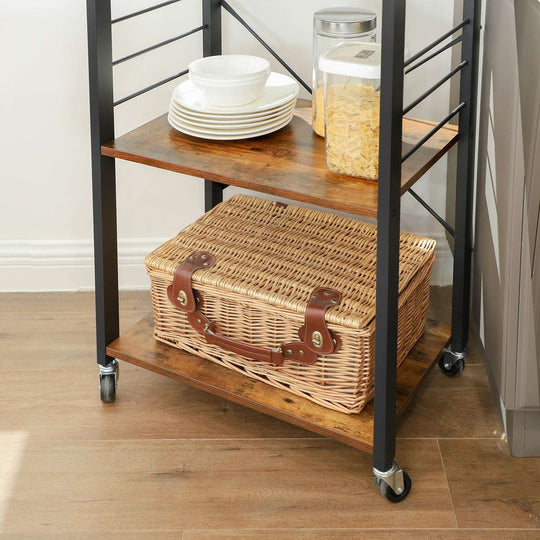 Rolling Kitchen Utility Cart | 3-Tier Storage on Wheels
