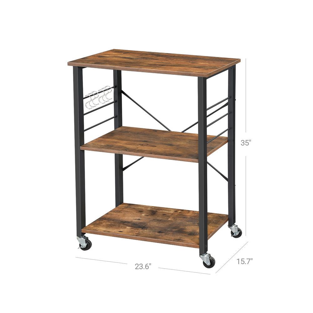 Rolling Kitchen Utility Cart | 3-Tier Storage on Wheels