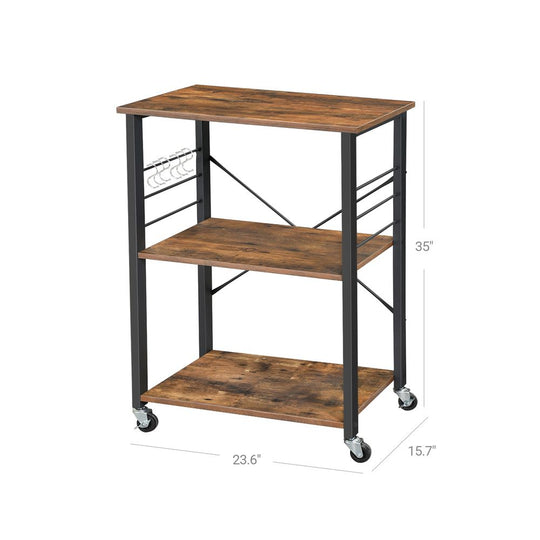 Rolling Kitchen Utility Cart | 3-Tier Storage on Wheels
