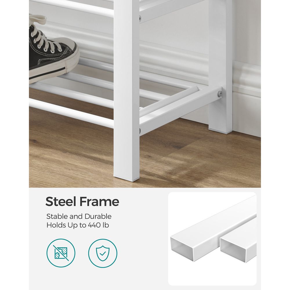 Cushioned Shoe Storage Bench | Entryway Seating With Shelves