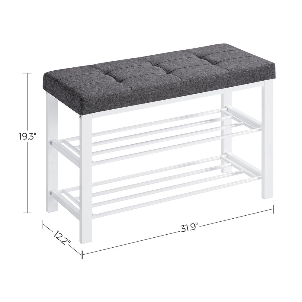 Cushioned Shoe Storage Bench | Entryway Seating With Shelves