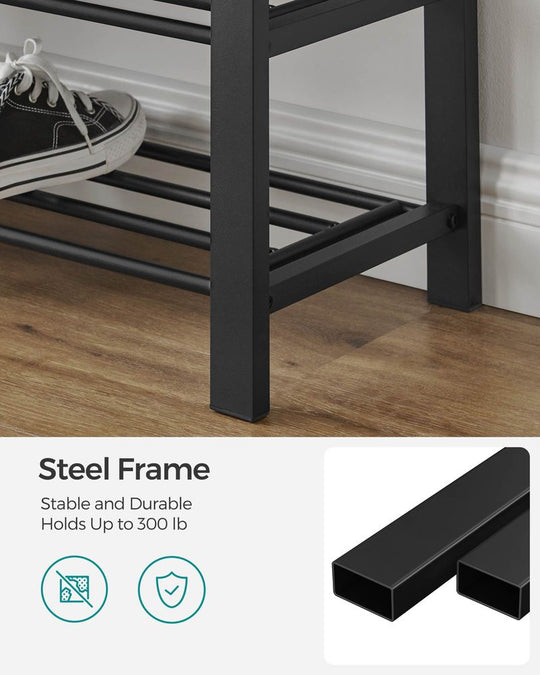 Cushioned Shoe Storage Bench | Entryway Seating With Shelves