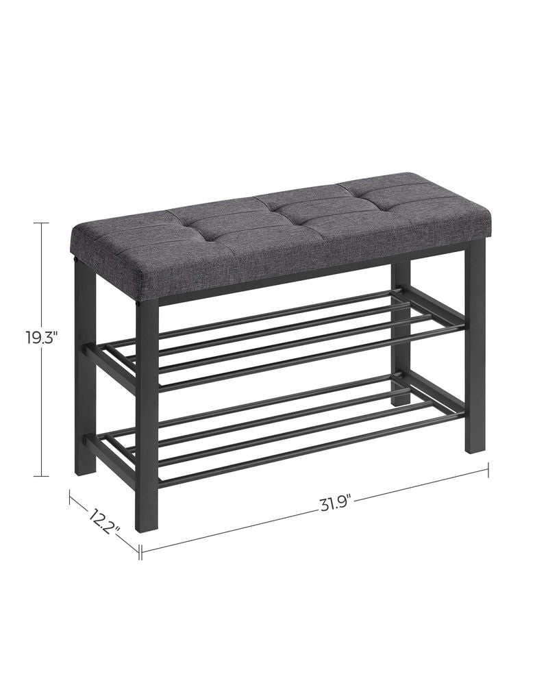 Cushioned Shoe Storage Bench | Entryway Seating With Shelves