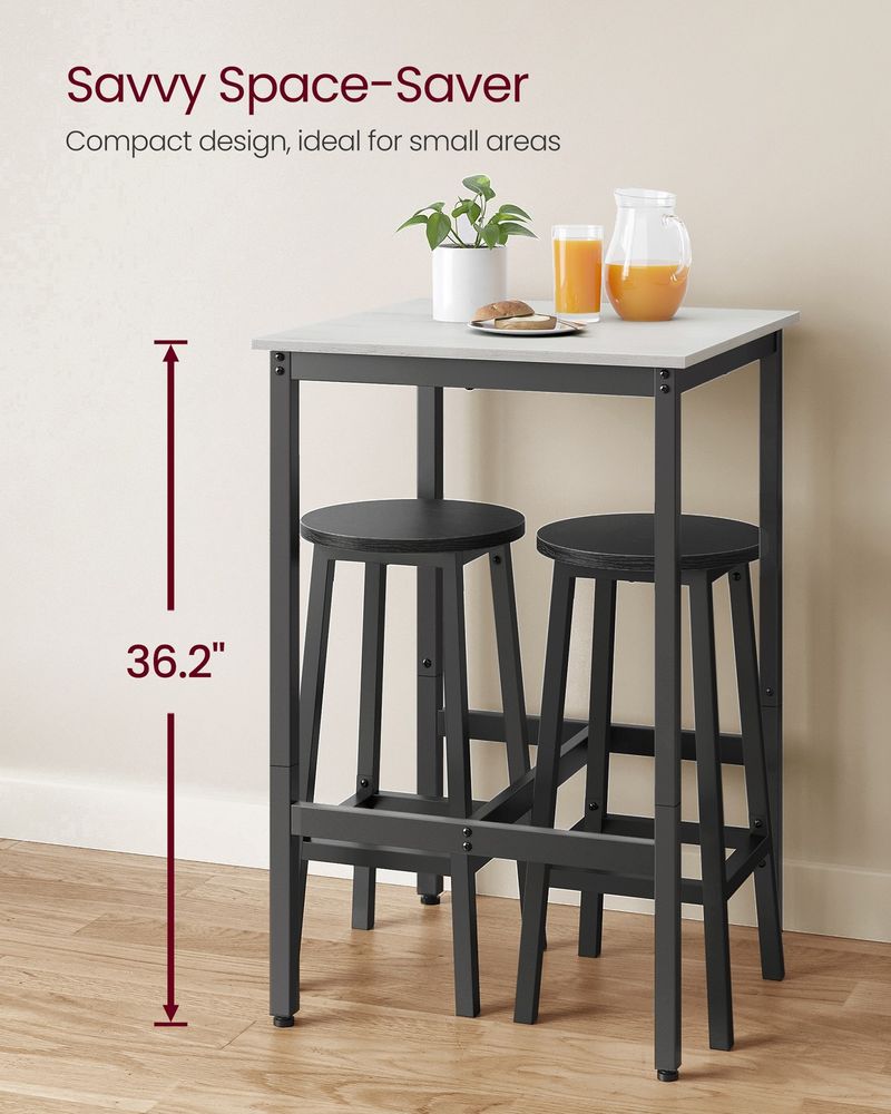 Square High Top Bar Table | Industrial Pub Table With Footrest