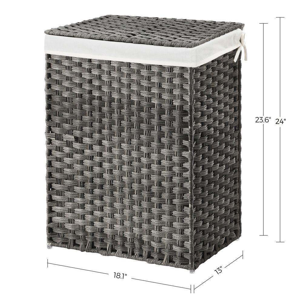 Woven Laundry Basket | Lidded Hamper With Fabric Liner