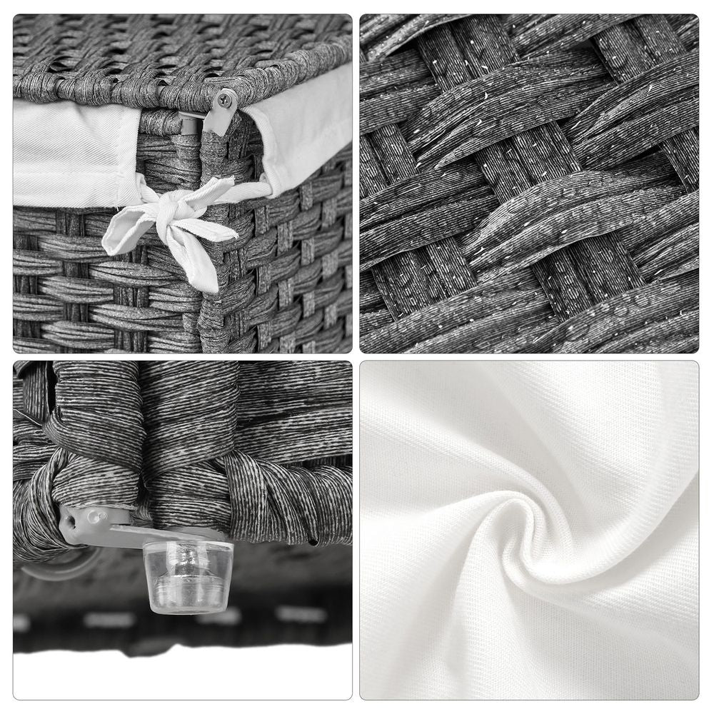 Woven Laundry Basket | Lidded Hamper With Fabric Liner