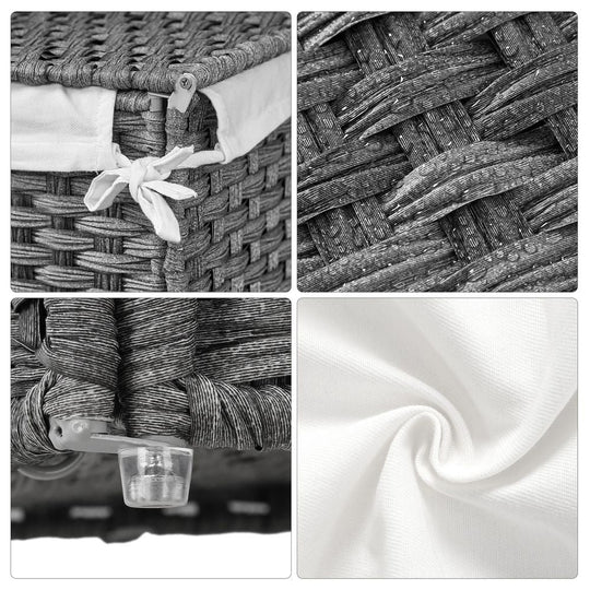 Woven Laundry Basket | Lidded Hamper With Fabric Liner