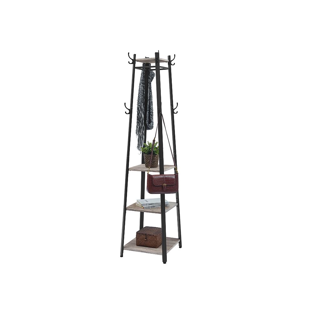 Industrial Coat Stand | Entryway Organizer With Storage Shelves