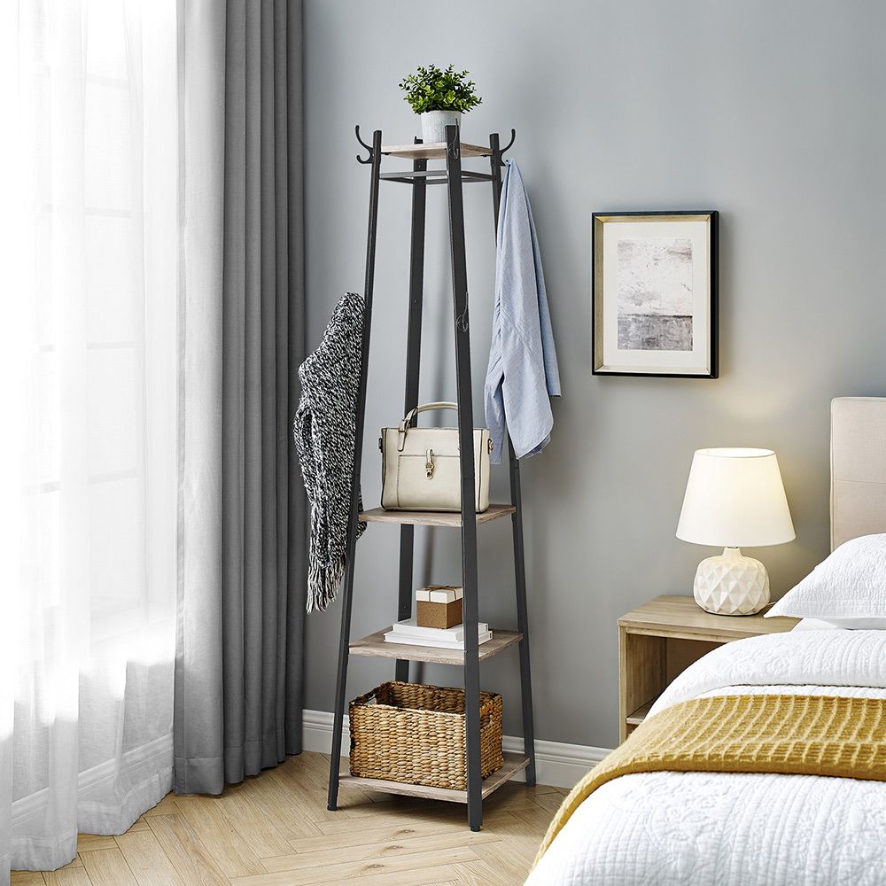 Industrial Coat Stand | Entryway Organizer With Storage Shelves