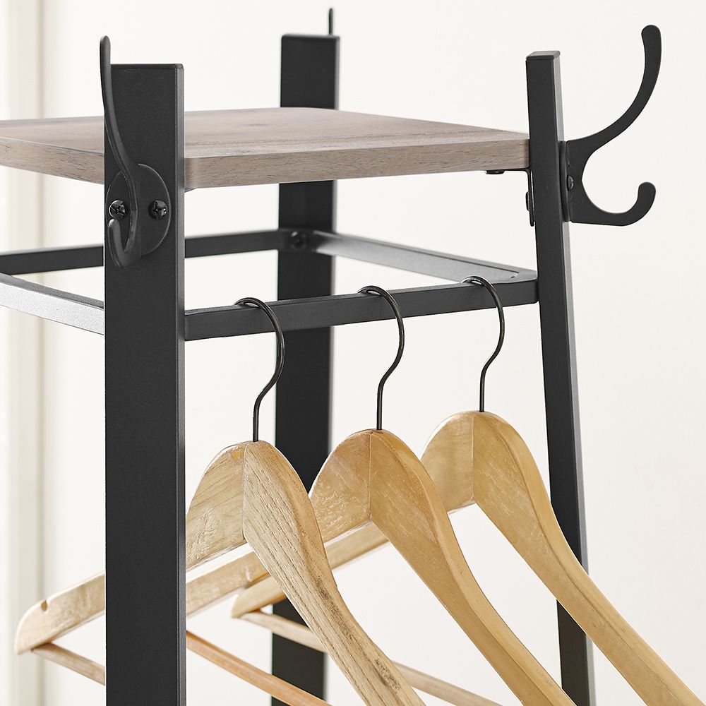 Industrial Coat Stand | Entryway Organizer With Storage Shelves