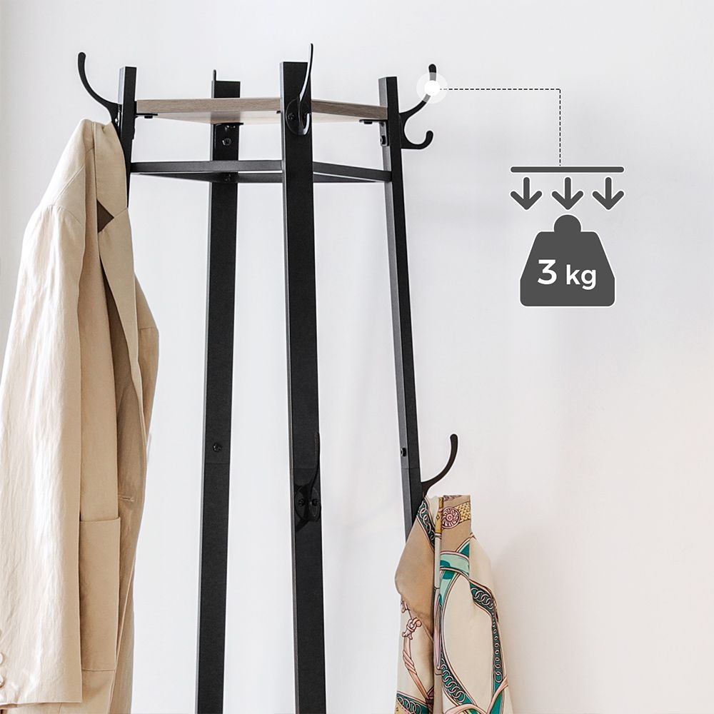 Industrial Coat Stand | Entryway Organizer With Storage Shelves
