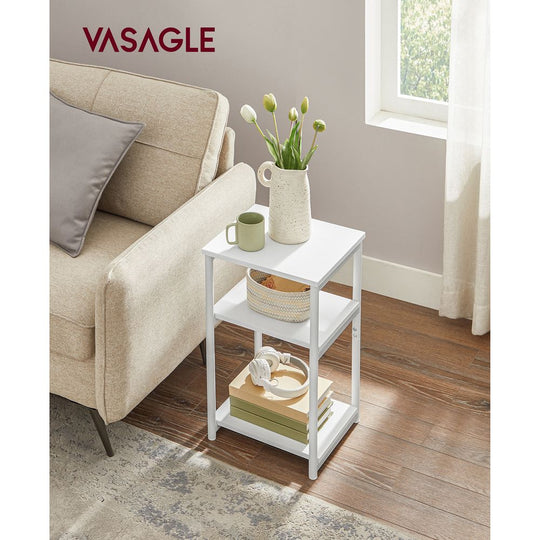 Slim Three Tier End Table | Industrial Side Table With Shelves