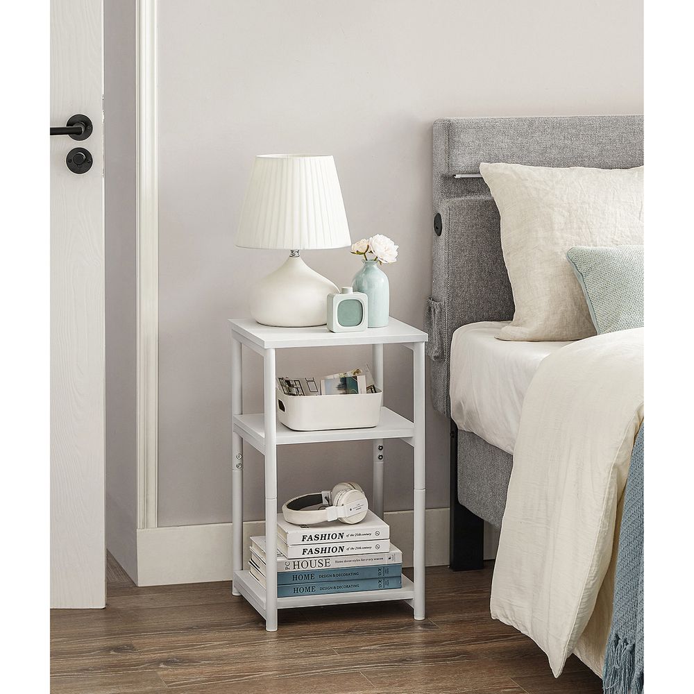 Slim Three Tier End Table | Industrial Side Table With Shelves