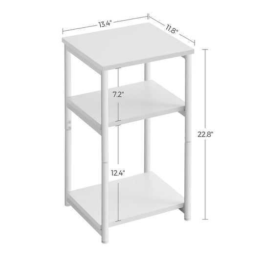 Slim Three Tier End Table | Industrial Side Table With Shelves