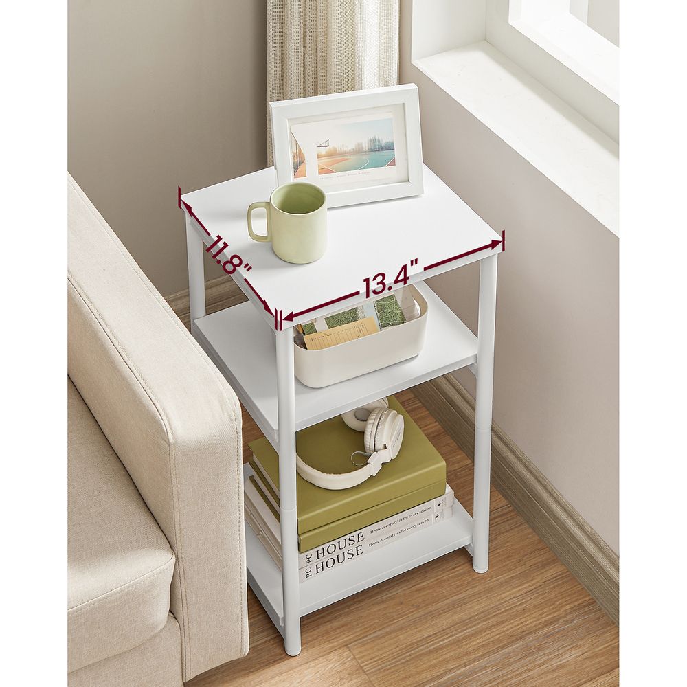 Slim Three Tier End Table | Industrial Side Table With Shelves