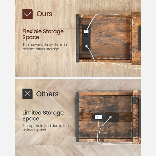 Narrow End Table With Charging Station | Flip Top And USB Ports