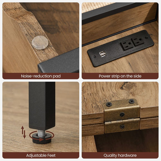 Narrow End Table With Charging Station | Flip Top And USB Ports