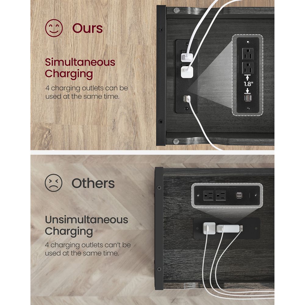 Narrow End Table With Charging Station | Flip Top And USB Ports