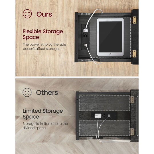 Narrow End Table With Charging Station | Flip Top And USB Ports
