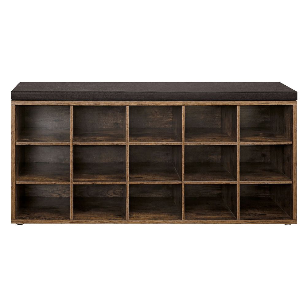 Cushioned Shoe Storage Bench | Fifteen Cubby Entryway Organizer