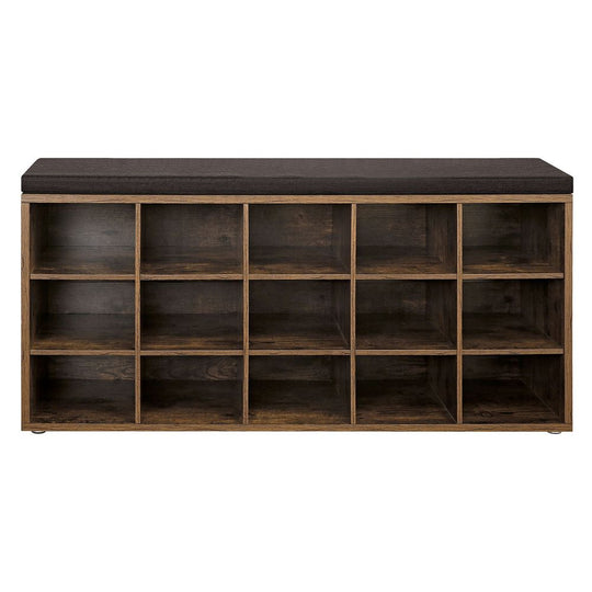 Cushioned Shoe Storage Bench | Fifteen Cubby Entryway Organizer