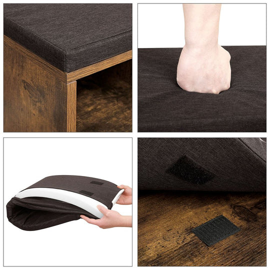 Cushioned Shoe Storage Bench | Fifteen Cubby Entryway Organizer