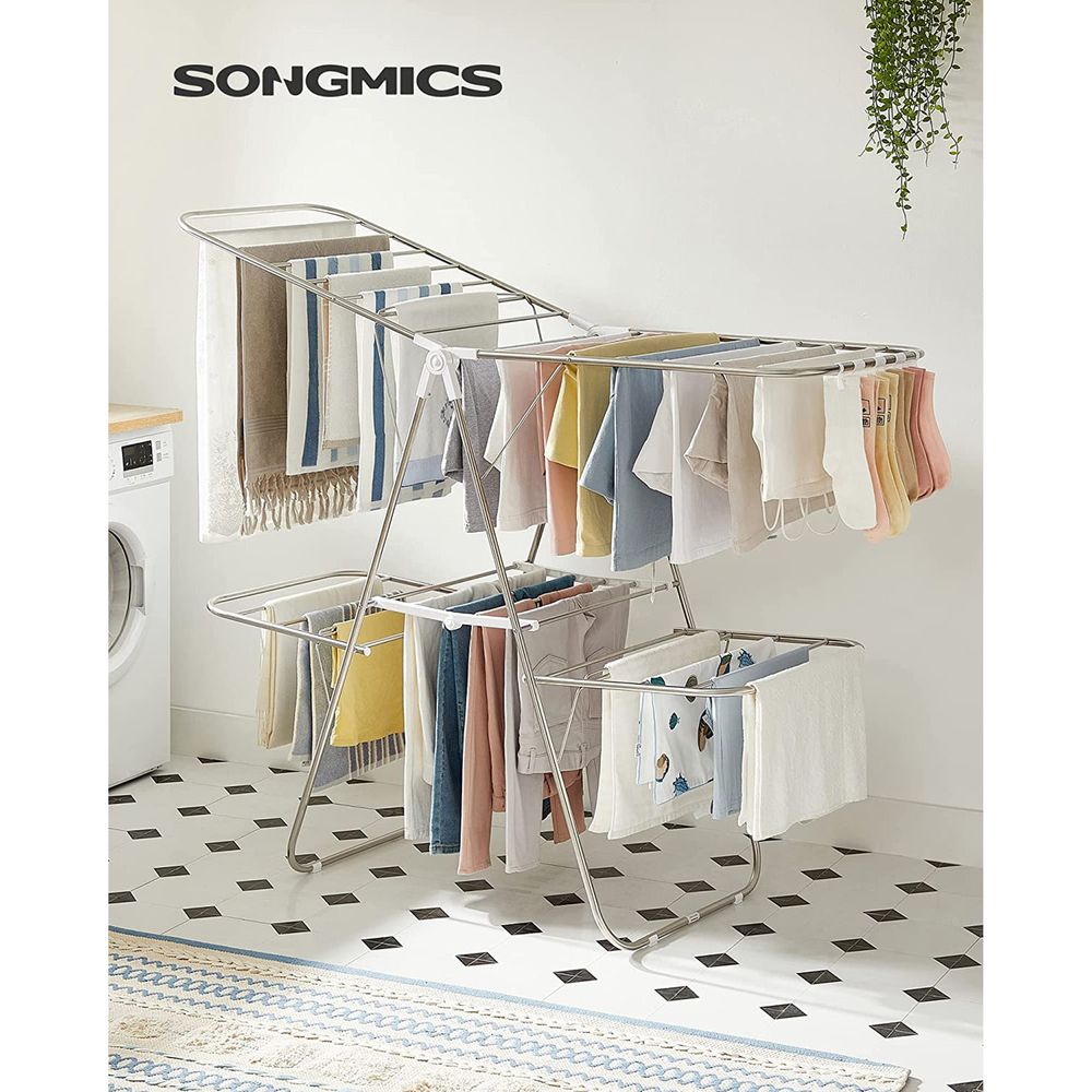Foldable Clothes Drying Rack | 2-Level Rack With Adjustable Wings
