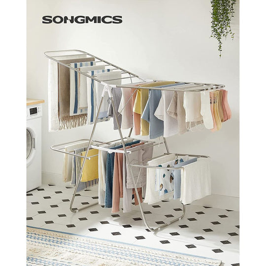 Foldable Clothes Drying Rack | 2-Level Rack With Adjustable Wings