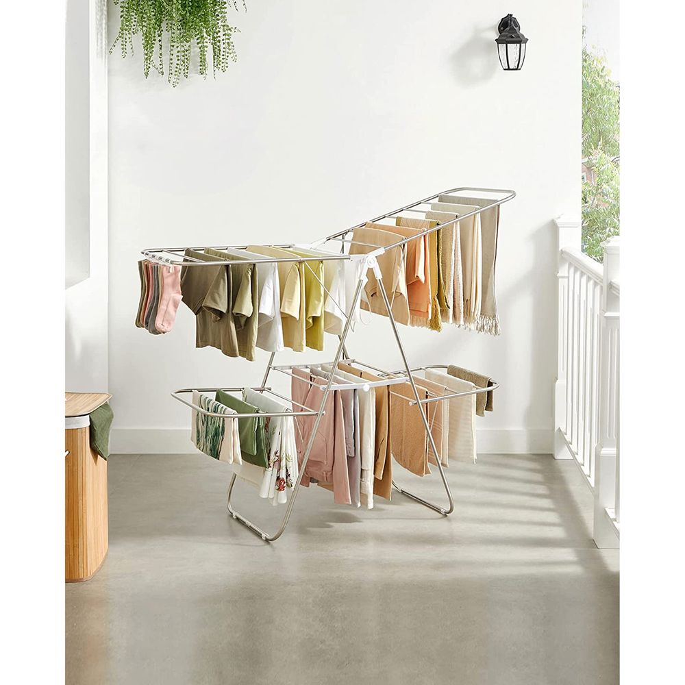 Foldable Clothes Drying Rack | 2-Level Rack With Adjustable Wings