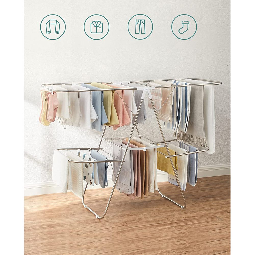 Foldable Clothes Drying Rack | 2-Level Rack With Adjustable Wings