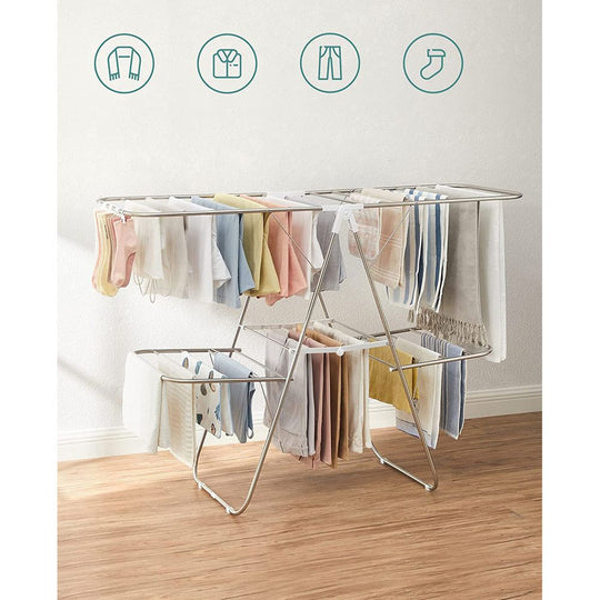 Foldable Clothes Drying Rack | 2-Level Rack With Adjustable Wings