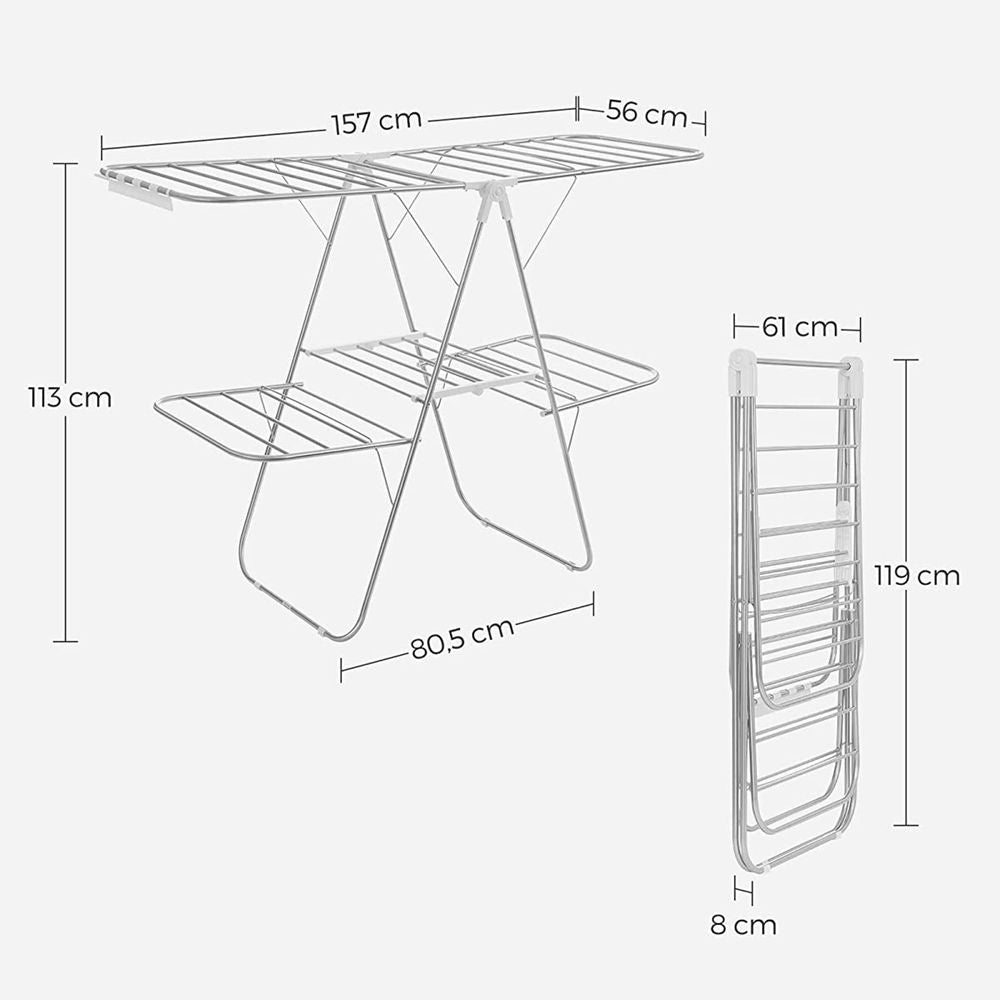 Foldable Clothes Drying Rack | 2-Level Rack With Adjustable Wings
