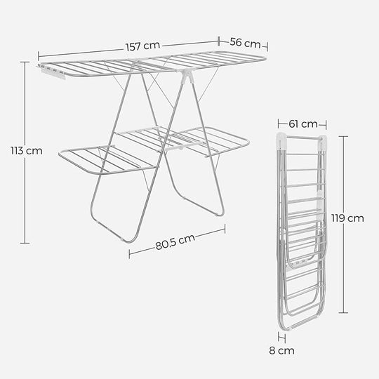 Foldable Clothes Drying Rack | 2-Level Rack With Adjustable Wings
