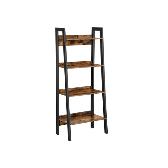 Slim Four Tier Ladder Shelf | Narrow Metal Frame Bookshelf