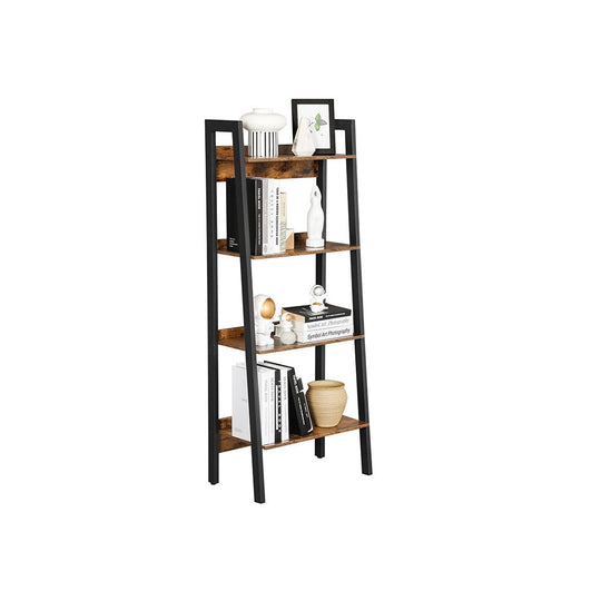 Slim Four Tier Ladder Shelf | Narrow Metal Frame Bookshelf