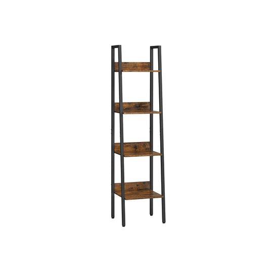 Slim Four Tier Ladder Shelf | Narrow Metal Frame Bookshelf