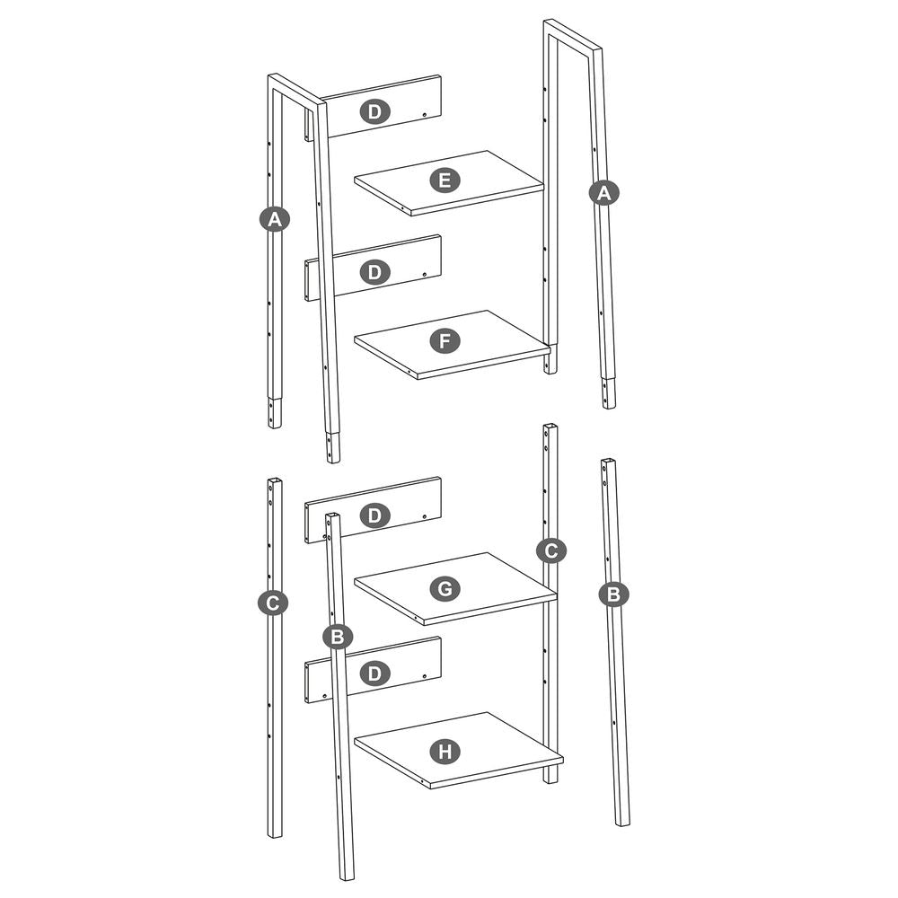 Slim Four Tier Ladder Shelf | Narrow Metal Frame Bookshelf