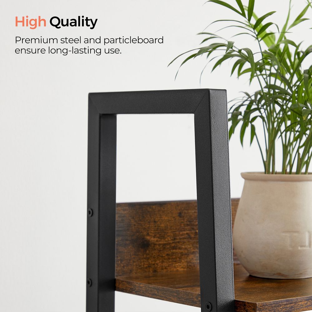 Slim Four Tier Ladder Shelf | Narrow Metal Frame Bookshelf