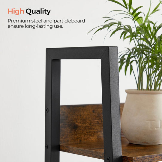 Slim Four Tier Ladder Shelf | Narrow Metal Frame Bookshelf